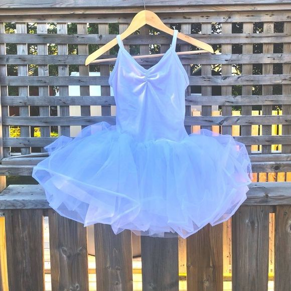 3/$25 🧁 Girl’s Ballerina White Tutu Dress, Velvet Bodice Bodysuit, Size Large - Picture 1 of 9